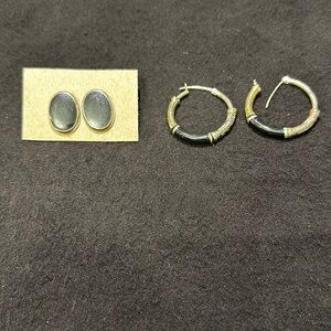 Black and silver earrings 2 pair